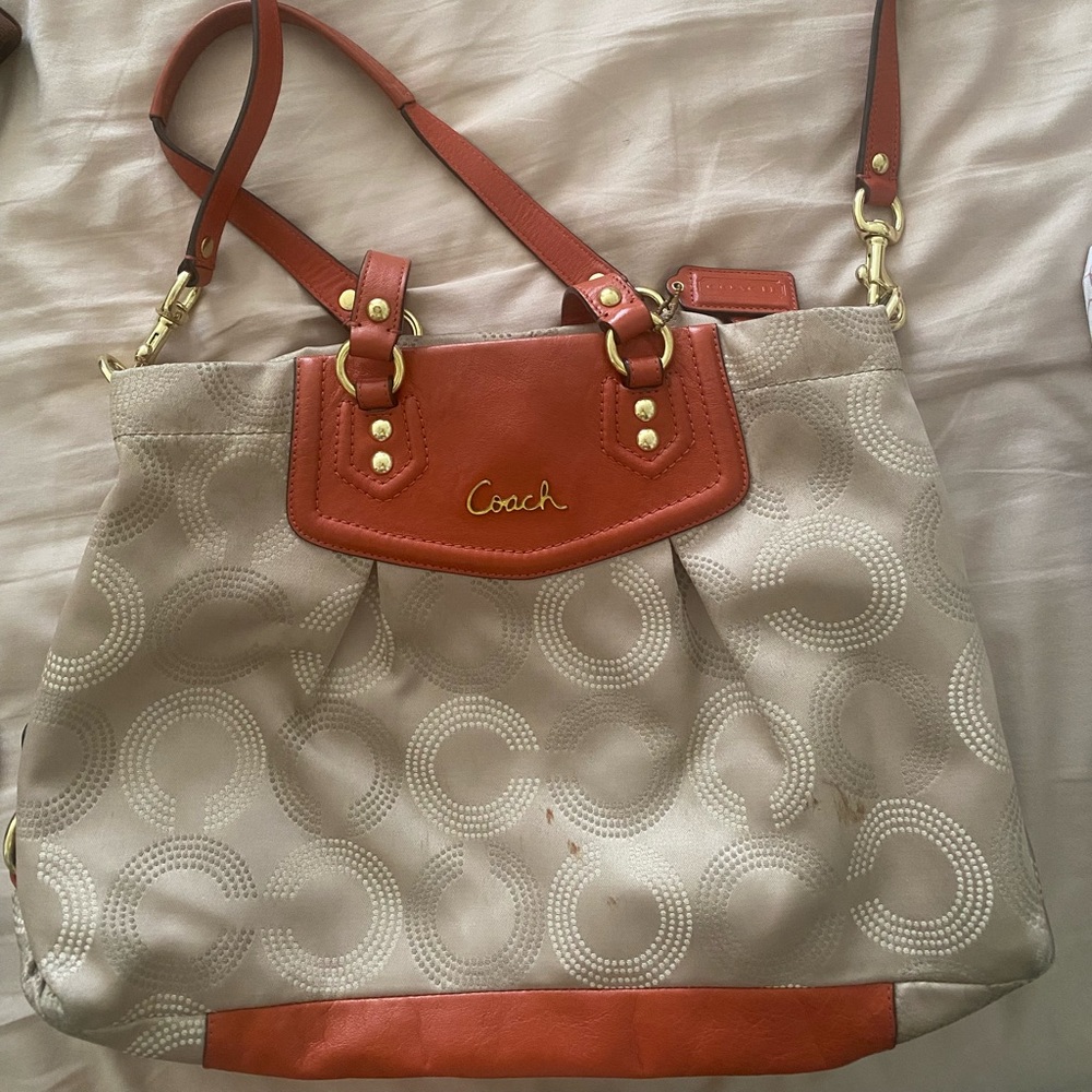 Tan & Orange Purse Crossbody